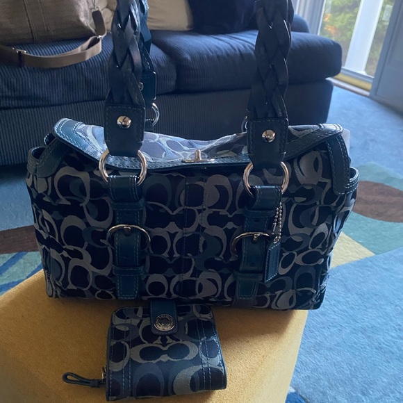 Coach Blue Denim Chelsea Optic Signature Jacquard Shoulder Bag & wallet - Picture 16 of 16